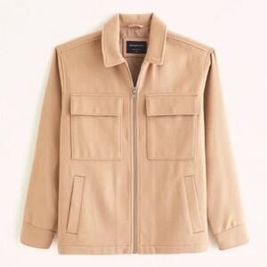 Abercrombie Men’s Wool Blend Jacket Full Zip Taupe Beige XS Lived-In Luxe Fall